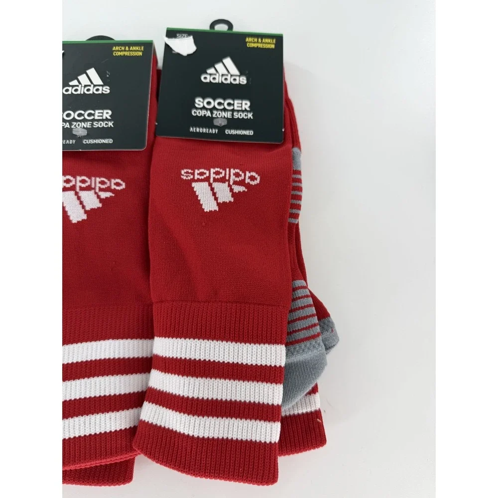 Adidas Climalite Copa Zone Cushion III Red Athletic Soccer Socks SZ Small 3 Pack